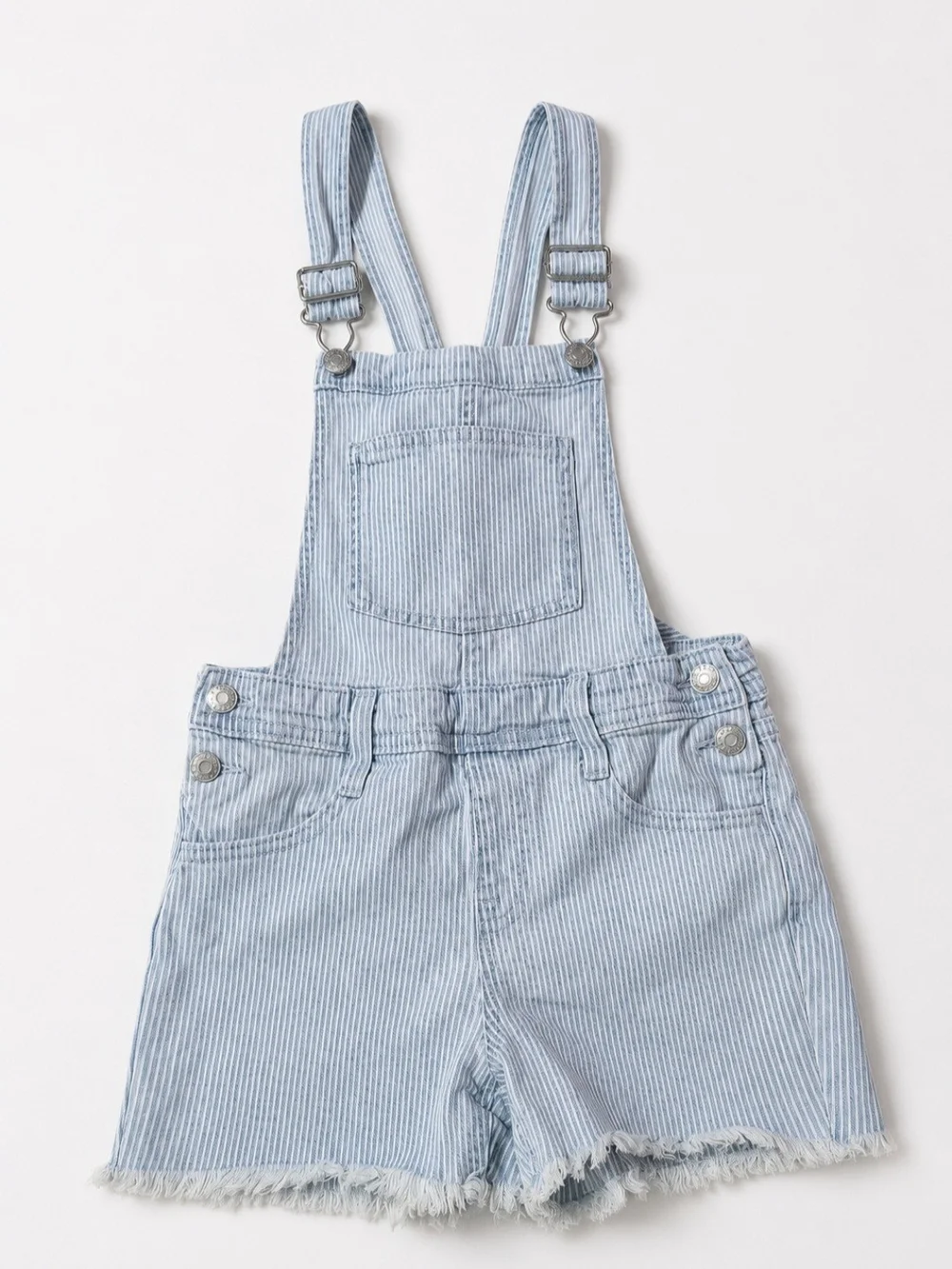 Light Wash Denim Short Overalls for Kids. Size 6/7
